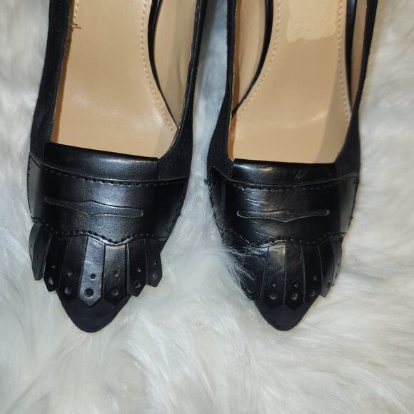 EUC Circa Joan & David black suede and leather pointed toe 3in pumps sz 6 - Picture 7 of 7